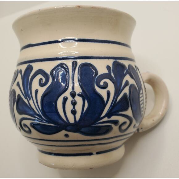 Corund Romanian Pottery Vintage Korund Cup Planter Hand Painted Folk Art Romania - Picture 2 of 8